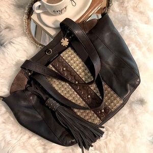 🍀 lucky Brand dark brown leather hobo bag. Gold tone & brass accents